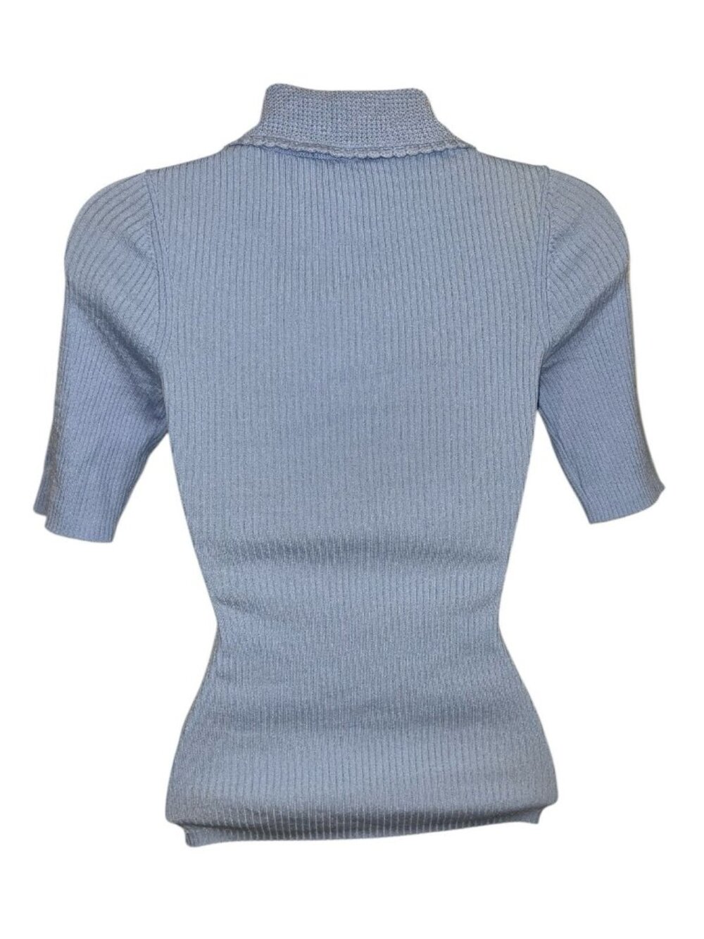 & OTHER STORIES Women's Size XS Light Blue Scalloped Rib-Knit Top Retail $99.00 - Picture 2 of 11